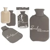 Out of the Blue WÄRMFLASCHE CREMEFARBEN MIT BEZUG GRAU SEELENWÄRMER CA.2L NEU OVP