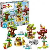 LEGO 10975 DUPLO Wilde Tiere der Welt, Zoo-Spielzeug mit Sound, 22 Tierfiguren