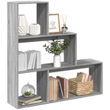 vidaXL Raumteiler-Bücherregal 3 Stufen Grau Sonoma 123x29x123 cm