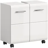 furnling Waschbeckenunterschrank auf Rollen - Ivy mit 2 Türen & Siphon-Ausschnitt, pflegeleichte MDF Front, Breite 60 cm weiß