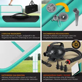 Kesser KESSER® Turnmatte Aufblasbar Airtrack Fitness-Matte Gymnastikmatte inkl. Tragetasche & elektr. Luftpumpe Yogamatte, Tumbling Matten, Trainingsmatte, Turn- & Fitness