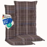 NYVI Hochlehnerauflage Hochlehner Auflagen 2er Set Barcelona - Gartenstuhlauflagen 118x50cm, (2 St), Stuhlauflage, Sitzauflage mit Halteband, UV-fest braun