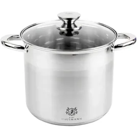 Karl Hausmann Kochtopf mit Deckel Suppentopf Edelstahl 7,2L Induktion alle Herde Silber