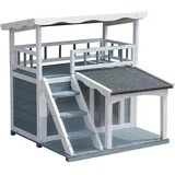 dehner lieblinge Katzenhaus Maison, ca. 78 x 75 x 73 cm, Tannenholz, grau/weiß