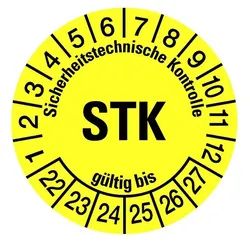 Prüfplaketten "Sicherheitstechnische Kontrolle", Ø 30 mm (Ausführung: ab 27)