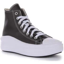 Converse Chuck Taylor All Star Move Platform FOUNDATIONAL Leather Sneaker, Schwarz Weiß, 37 EU