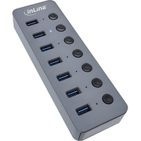 InLine InLine® USB 3.0 Hub, 7-Port, mit Schalter, Aluminium, grau, mit Netzteil