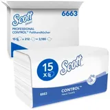 Kimberly-Clark Papierhandtücher SCOTT Control, V-Falz, 22 x 32 cm 6663 , 1 Karton = 15 Päckchen à 212 Tücher