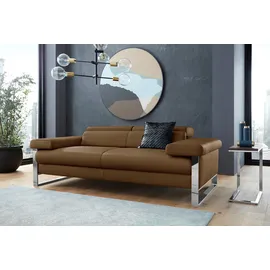 W.Schillig 2-Sitzer "finn", braun (chocolate s37), B:210cm H:71cm T:106cm, Flachgewebe S22 (100% Polyester);Stoff S37 (100% Polyester);Longlife Xtra-Leder Z59: Glattleder mit modischer Prägung.