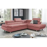 Fun Möbel Ecksofa Sofa PANOS Stoff Esito mit Schlaffunktion, Inkl. Bettkasten, Rundumbezug rosa