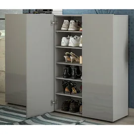 home24 Mister Bianco 120 x 115 x 34 cm hochglänzend weiß / weiß