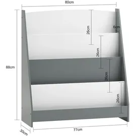 SoBuy Kinderregal KMB32 80 x 88 x 30 cm Kiefer grau lackiert