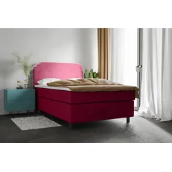 Boxspringbett PLACES OF STYLE "Marausa", pink, B:91cm L:208cm, 100% PES, Komplettbetten, Boxspringbett, mit Taschen-Federkernmatratze, mit dekorativer Kedernaht