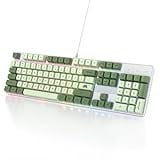 SOLIDEE mechanische Gaming-Tastatur in voller Größe,grüne Matcha-Tastatur,QWERTY 104 Tasten kabelgebundene Tastatur,RGB Hintergrundbeleuchtung&Nummernblock,mechanische Tastatur von NKRO(104 Matcha)