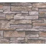 A.S. Création Vliestapete Naturstein Mauer Wand 3D-optik Grau braun 388133 Terra