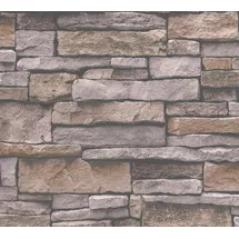 A.S. Création Vliestapete Naturstein Mauer Wand 3D-optik Grau braun 388133 Terra