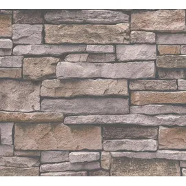 A.S. Création Vliestapete Naturstein Mauer Wand 3D-optik Grau braun 388133 Terra