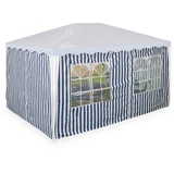 Relaxdays Pavillon, 3er Set, wasserdicht, Seitenwände mit Klettverschluss, Polyester, blau/weiß, 200 x 400 cm)
