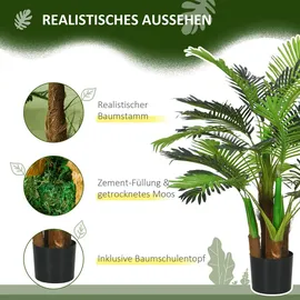 Homcom Künstliche Palme 100cm Kunstpalme mit 27 Palmenwedel Groß Kunstpflanze im Topf Kunstpflanzen Künstliche Pflanzen Wie Echt Zimmerpflanze für Wohnzimmer Büro Balkon Dekoration Schlafzimmer
