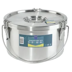METRO Professional Lebensmittelbehälter, Edelstahl 18/10, Ø  32 x 17 cm, 10 L, spülmaschinenfest, mit Verschlusssystem, silber
