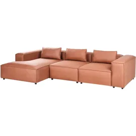 Beliani Modul Ecksofa 4-Sitzer BRANDE Kunstleder Goldbraun rechtsseitig