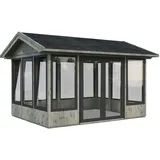 Palmako Pavillon Isabella 10,9 m2 - 90 mm - grau tauchgrundiert