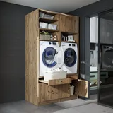 roomartstore.de Roomart Waschmaschinen-Doppelschrank 230 x 134 x 67 cm Braun