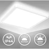B.K.Licht LED Panel 29x29 cm - 18W, 2400lm, IP44, flach, neutralweiß, weiß