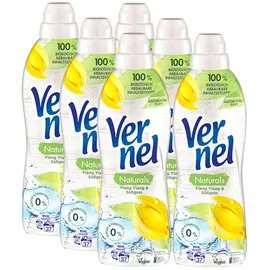 Vernel Naturals Ylang Ylang & Süßgras 6x 37 WL (222 Waschladungen), Wäscheduft mit 99% Inhaltsstoffen natürlichen Ursprungs, ohne Mikroplastik, recycelbar