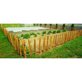 H4L Staketenzaun Holzzaun 100cm Höhe, Haselnuss, Zaun 5m Länge, Gartenzaun, 4-6cm Lattenabstand,