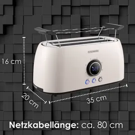 Steinborg 4 Scheiben Toaster Digitales Display m. Brötchenaufsatz Beige