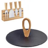 Westmark Käse-Set Tapas + Friends – Edles Set aus Schieferplatte und Käsemessern mit Bambus-Halter für stilvolles Servieren verschiedener Käsesorten – für Gastronomie und zu Hause