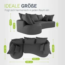 Juskys Sofa Tirano - Ecksofa L-Form, inkl. Kissen, 4-Sitzer Eckcouch, Samt Dunkelgrau &