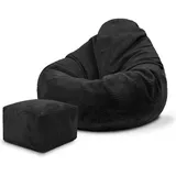 DreamRoots Sitzsack, Schwarz, 70x70x70 cm, Oeko-Tex® Standard 100, Wohnzimmer, Hocker, Sitzsäcke, XXL Sitzsäcke