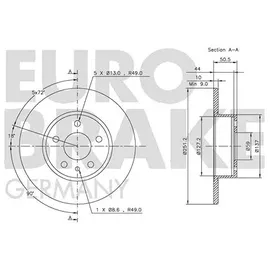 Eurobrake Bremsscheibe Hinterachse Voll [Hersteller-Nr. 5815209926] für Fiat, Alfa Romeo, Lancia