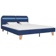 vidaXL Bettgestell mit LED Blau Stoff 160x200 cm