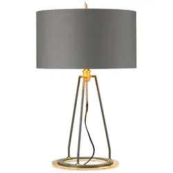 Ferrara Tischlampe - Dunkelgraues poliertes Gold mit grauem Schirm und metallisch-goldenem Futter - FERRARA-TL-GPG