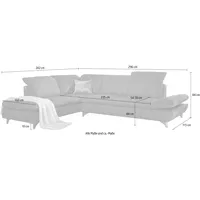 Ecksofa W.SCHILLIG "taoo, elegant und zeitlos, bequem, L-Form", beige (natural s41), B:296cm H:84cm T:242cm, Longlife fabric Velourgewebe S41 (100% Polyester), Sofas, mit Sitziefenverstellung & Kopfteilverstellung