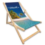 Unikatolo Liegestuhl mit Name, Strandstuhl, Meer, türkis blau, Geschenkidee Frauen, Urlaub, Geschenk Klappstuhl Campingzubehör Gartenliege