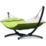 Potenza Outdoor Hängematte mit Gestell für 2 Personen I Atlanta Stabhängematte XXL 210x140 cm 200kg I Tyatn Hängemattengestell 350kg Wetterfest