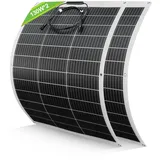 ECO-WORTHY 260W Solarpanel Flexibel 12V (130W*2pcs) Fiberglas Material 12BB Mono Zell 23% Hohe Umwandlung für Balkonkraftwerk, RV, Wohnmobil, Boot, Dach, Camping, Yacht, 12V Batterie