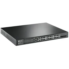 TP-Link TL-SG3428MP V2 Switch mit 24 PoE+ Ports (384 Watt, Zentrales Cloud-Management, In Omada-SDN integriert, IPv6-Unterstützung, Sicheres Netzwerk) Schwarz,
