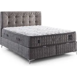 Bambi Sleepure Boxspringbett-Set Waschbarer Bezug Hygiene Fest 31cm H3-H4 – 120 / 200 - Grau