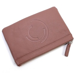 MARGO München Classic Clutch Deluxe Schminktasche aus Leder Kosmetiktasche Light Brown 