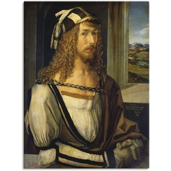 Wandbild ARTLAND „Selbstbildnis mit Landschaft. 1498“ Bilder Gr. B/H: 30 cm x 40 cm, Leinwandbild Porträts, 1 St., braun Kunstdrucke als Leinwandbild, Wandaufkleber oder Poster in versch. Größen