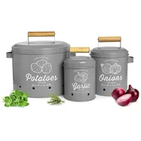 Sendez 3 Vorratsbehälter Kartoffeltopf Knoblauchtopf Zwiebeltopf Vorratsdosen Grau matt