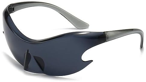 LJCZKA Randlose y2k Sonnenbrille Damen Herren Futuristische Sonnenbrille Sportbrille Radsportbrille One Piece UV-Schutz