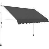 Markise mit Handkurbel 300x250 ohne Bohren | 3m breit & variabel in der Höhe | Einziehbare Klemmmarkise für Terrasse, Balkon, Fenster mit Kurbel (Anthrazit) | Maximale Projektion 120 cm