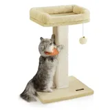 Songmics FEANDREA Kratzbaum, Kratzstamm 71cm mit Plüschball beige