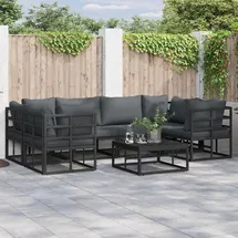 vidaXL Garten-Lounge-Set 7-tlg. schwarz